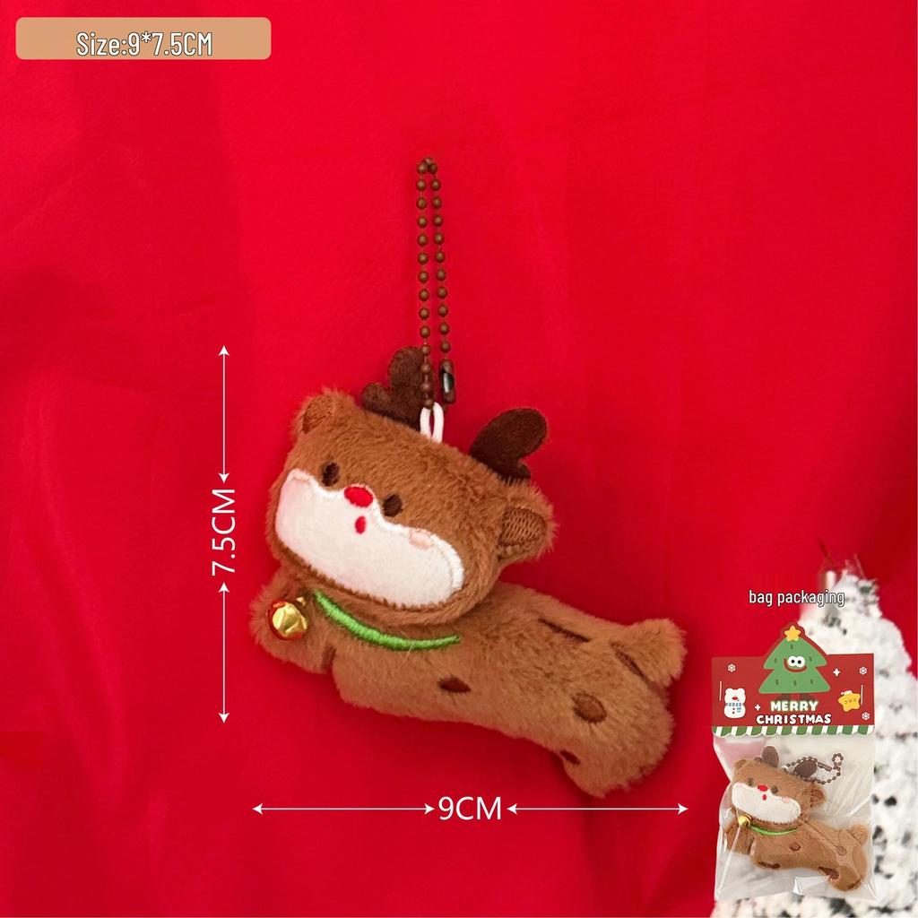 Tengyi Christmas Plush Doll Pendant - Cute Ornament & Versatile Keychain for Girls' Bags