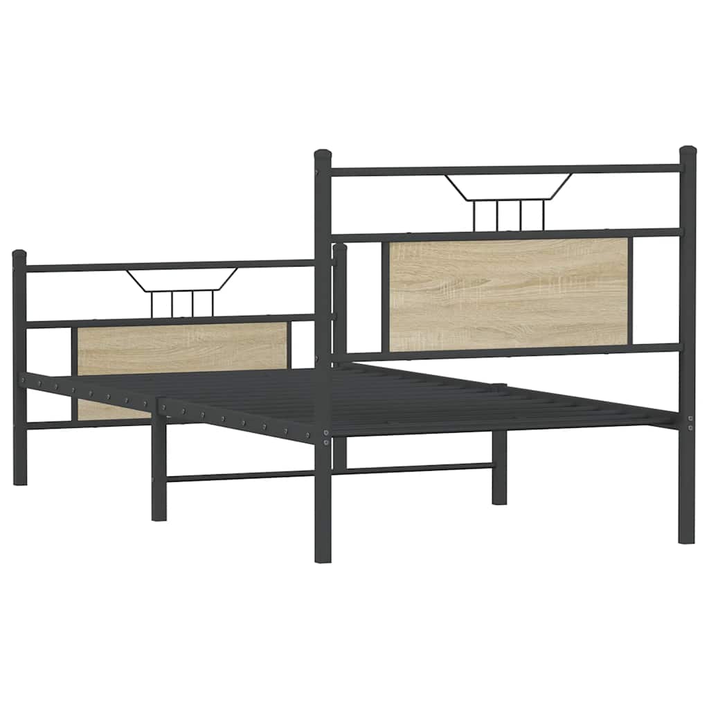 Bed Frame without Mattress Sonoma Oak Finish 75 x 190 cm Engineered Wood