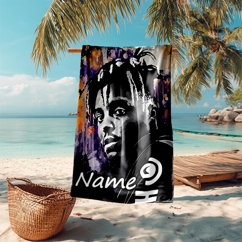 Personalized customized proof beach towel with Juice WRLD pattern - soft, absorbent,quick-drying,perfect swimming,camping&bathing