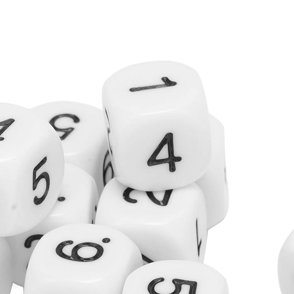 20PCS 6 Sided Number Dice Plastic 16mm Round Corner Polyhedral Dice Set for Numeral Teaching Board Games