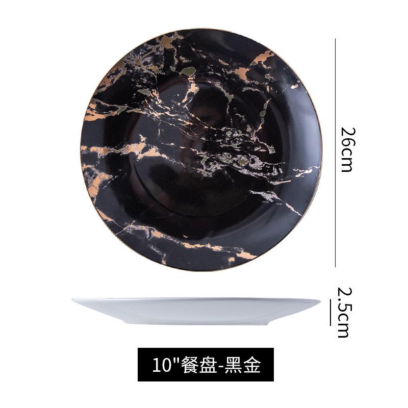 

Керамическая тарелка с рисунком в скандинавском стиле, мраморная тарелка для домашней столовой, креативная керамическая посуда, ресторанная домашняя тарелка