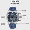 Men Watches Multifunctional Chronograph Wristwatches Luminous Hands Waterproof Silicone Strap Watch Square Dial