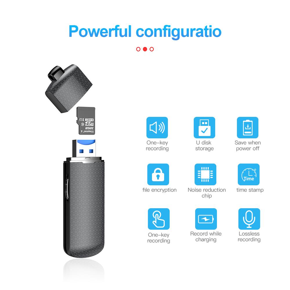 Mini-Sprachaufnahmegerät mit Sprachaktivierung für 16 GB, USB-Stick, U-Disk