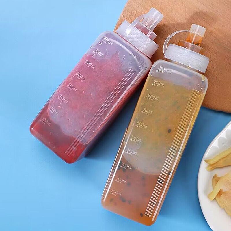 600/800/1000ML Squeeze Sauce Bottles Condiment Dispenser Large Mouth Dustproof Kitchen Seasoning Salad Sauce Olive Oil Bottle
