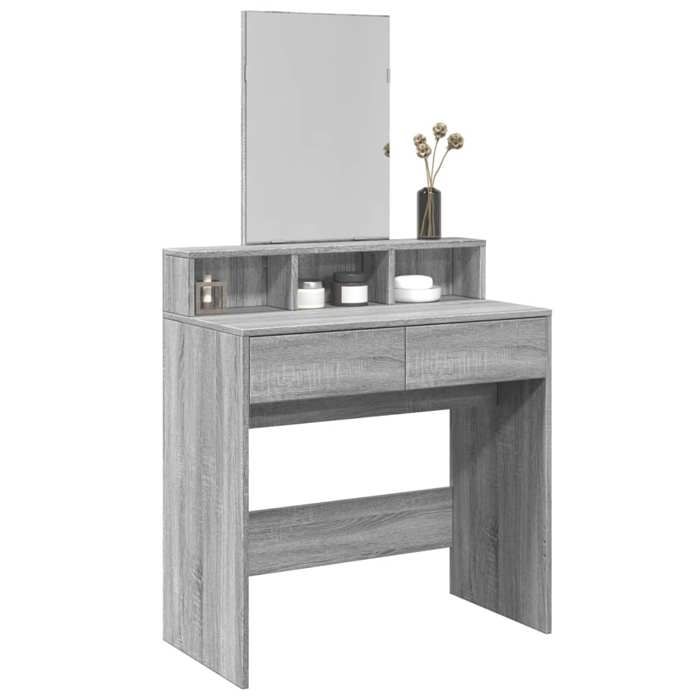 VidaXL Coiffeuse avec miroir sonoma gris 80x41x144,5 cm, table de maquillage, coiffeuse de chambre à coucher, coiffeuse avec 848176