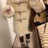 Women's Eco-friendly Horn Button Lambswool Coat - Mid-length, Thickened Fur, 2025 Autumn/Winter Style