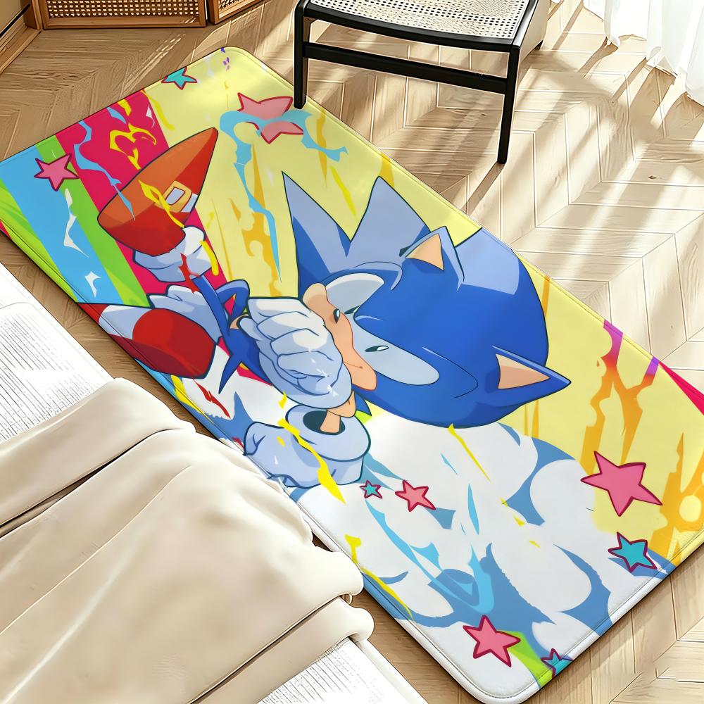 Game S-Sonic T-the H-Hedgehog Floor Mat Soft Flannel Floor Mat  Suitable for Entryways, Living Rooms, Bedrooms, and Bathrooms