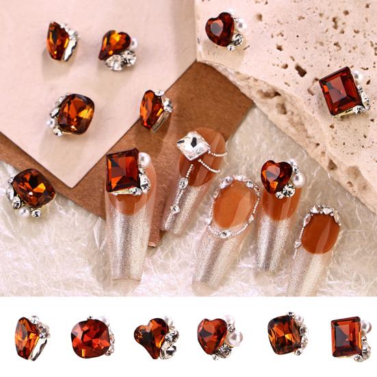 

5Pcs Nail Decorations 3D Heart/Square Faux Crystal Charm DIY Nail Art Rhinestones Ornament Phone Case