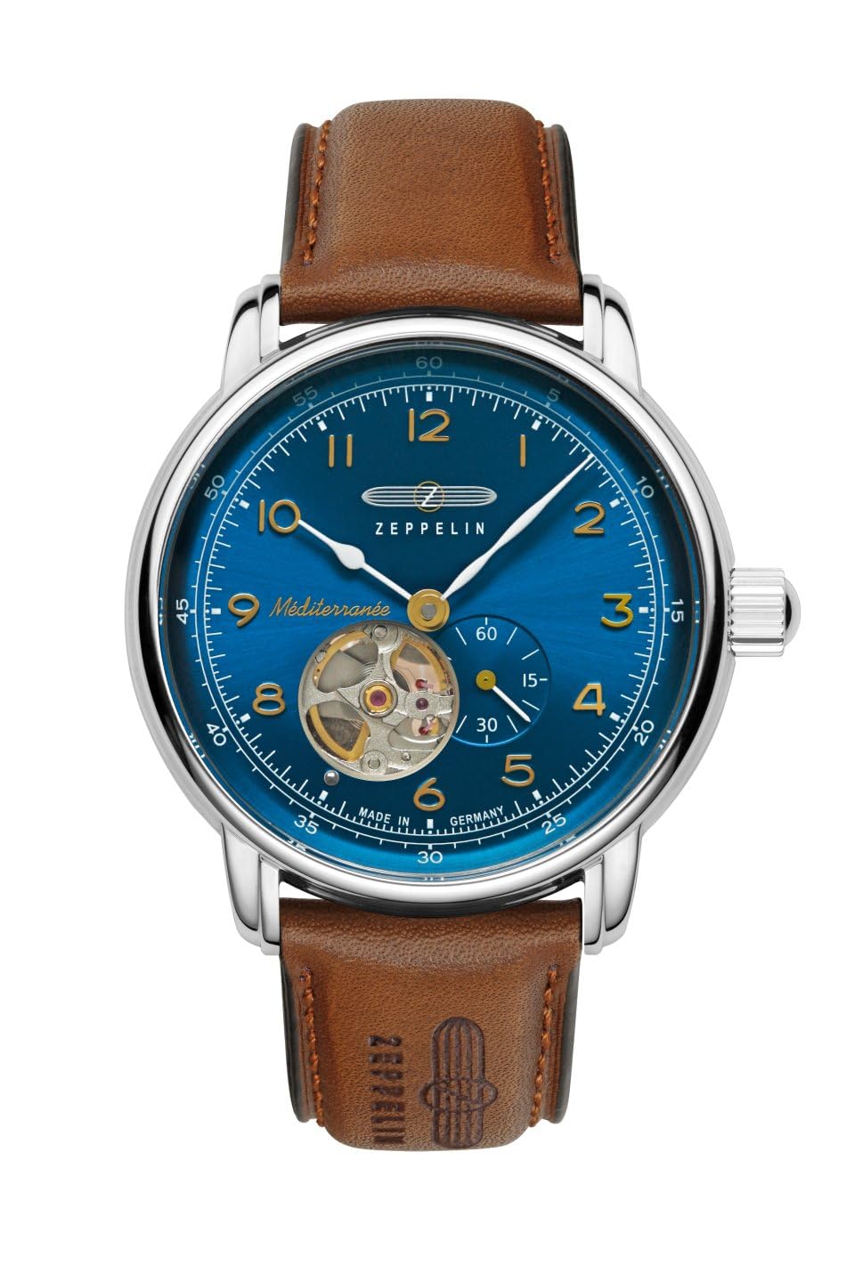 

ZEPPELIN Men s Mediterranee Watch 9666-3 Automatic, 5 ATM Water Resistant, Mineral Glass, Blue Dial, Stainless Steel [Parallel Import]