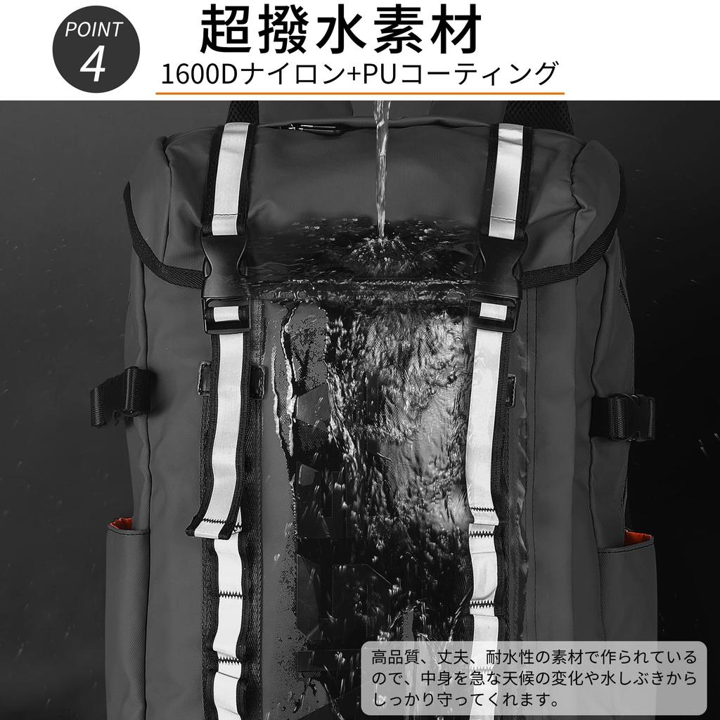 AISFA Quadrado 30L Serve para Negócios com Carregamento USB Perfeito para Emergência ao Ar Livre e Armazenamento Mochila Masculina, Impermeável, PCs de 15,6 polegadas, Laptops, Porta,