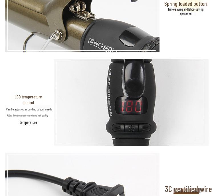 Vielseitiger Lockenstab: Kleine & Große Locken, Eierrolle, Elektrischer Lockenstab - Kompatibel mit EU-, US-, UK- und AU-Standards.