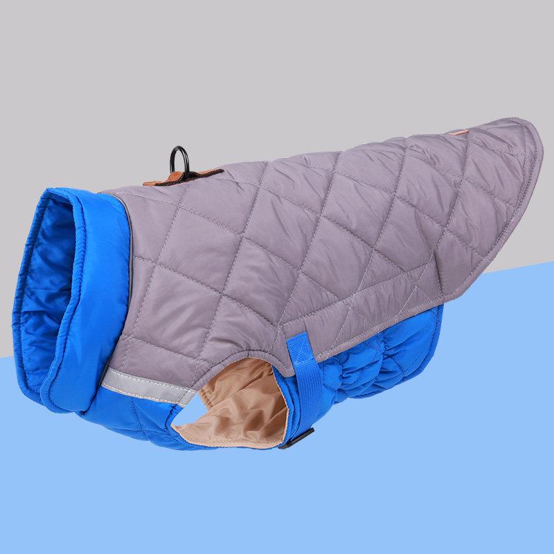 

Autumn/Winter Warm Dog Coat with Leash Buckle - Fits Medium/Large Dogs: Shiba Inu, Border Collie, Corgi Gray Blue
