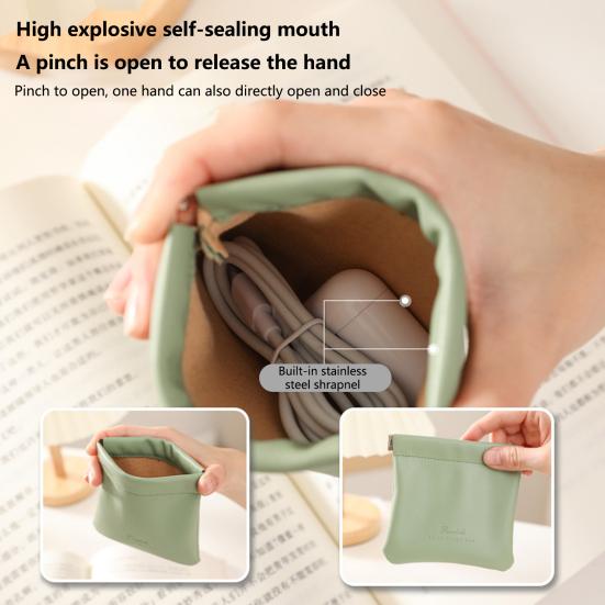 Waterproof Cable Storage Bag Large Capacity All Match Automatic Closing Lipstick Pouch Outdoor Supplies