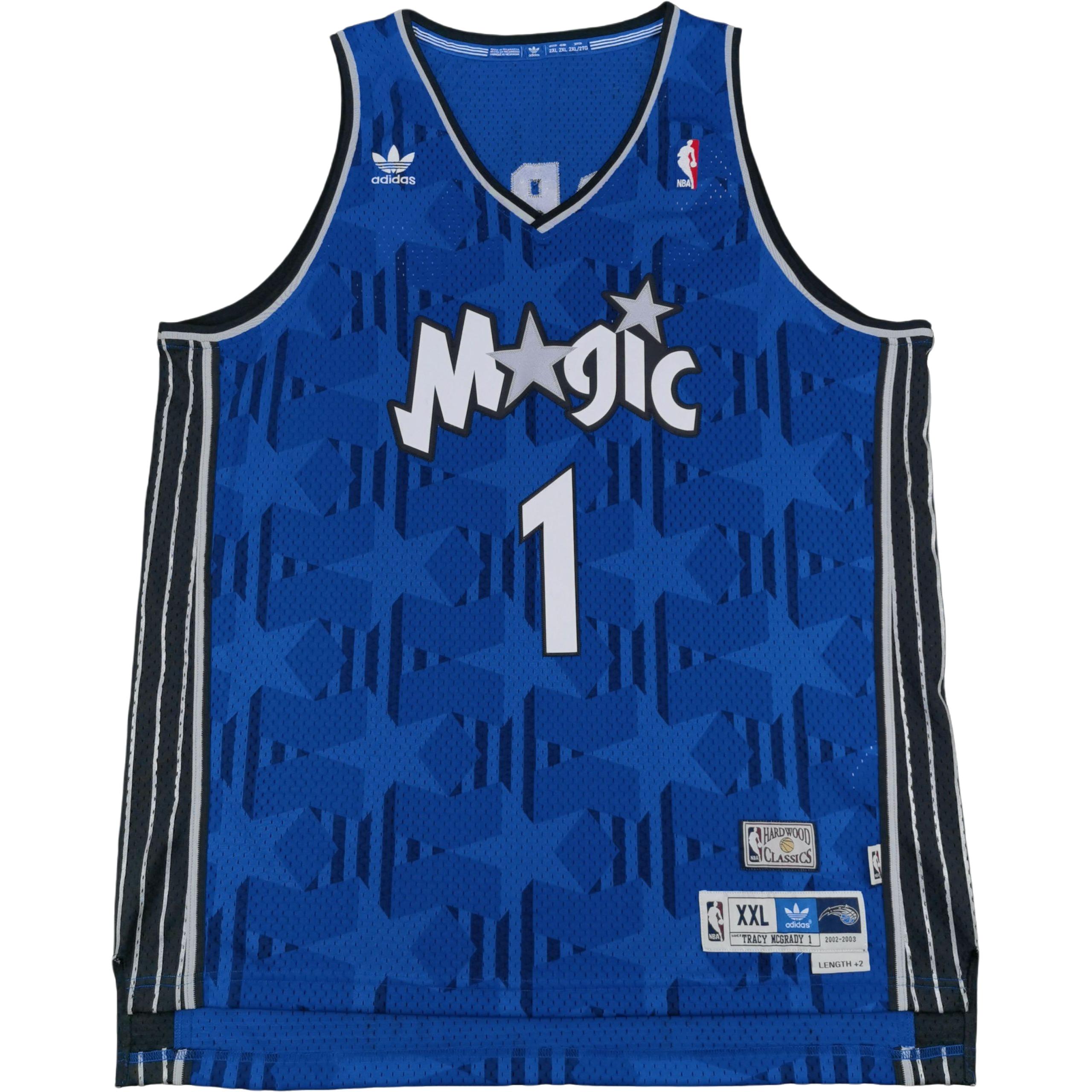 

Adidas Originals X NBA Orlando Magic Swingman Tracy McGrady Blue Dark Star Embroidered V-Neck Sleeveless Basketball Jersey 7484A-3MG-CVXYJX 2XL