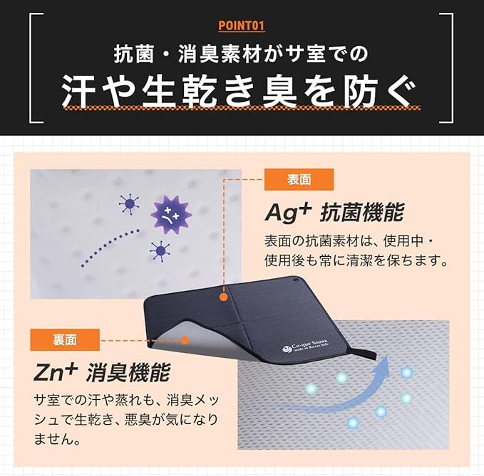 Sauna Preparation Set Gift Set Fruit Dark Dark [co-que] 4-piece (JP, Alphabet, L, Hat Navy/mat Gray/mask Gray)