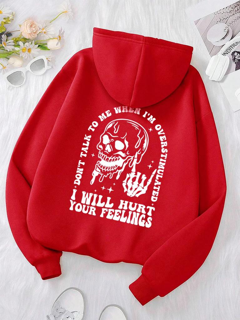 Ich werde deine Gefühle verletzen Lustiger Schriftzug Muster Hoodie Damen Lässiges Street Sweatshirt Hüftiger Hoodie Pullover Kleidung Grafik