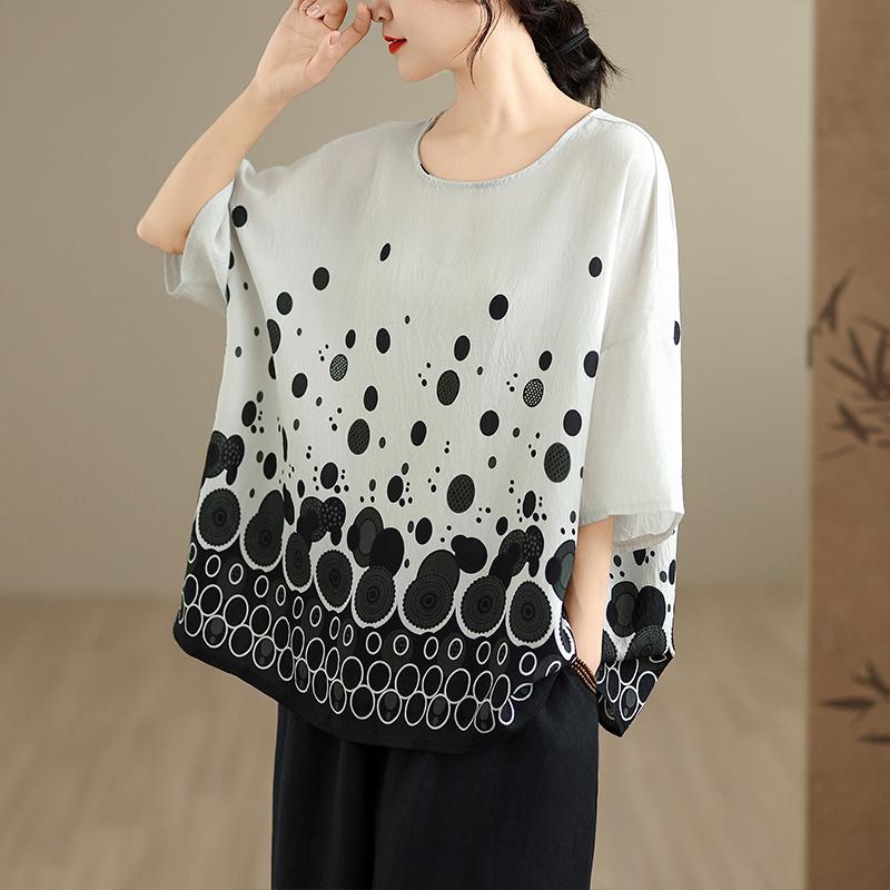 DIMANAF 2026 Sommer Übergröße T-Shirt Damen Print Locker Lässig Rundhals Damen Oberteile T-Shirts Oversize Neu