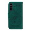 For Samsung Galaxy S25 FE Case Butterfly Flower Imprint PU Leather Wallet Phone Cover with Strap