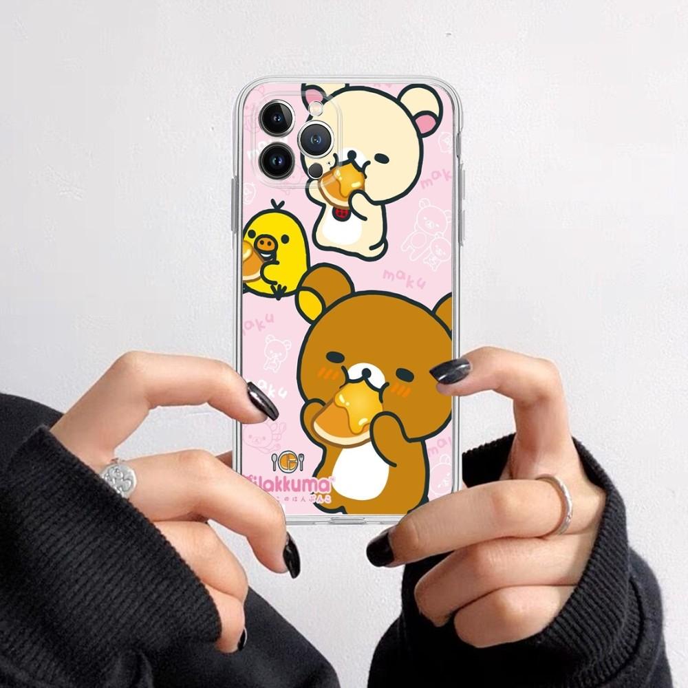 Cute Cartoon R-Rilakkuma Phone Case for iPhone 16 15 8 7 6 6S Plus X SE XR XS 14 11 12 13 Mini Pro Max Mobile Case