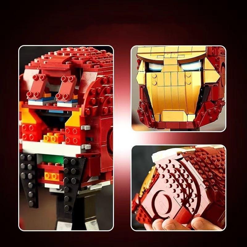 Marvel Superhero Iron Man Mask Helmet Model Assembly Small Particle Building Block Toy