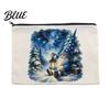 Holiday Gift Bag Christmas Theme Makeup Bag with Black Zipper