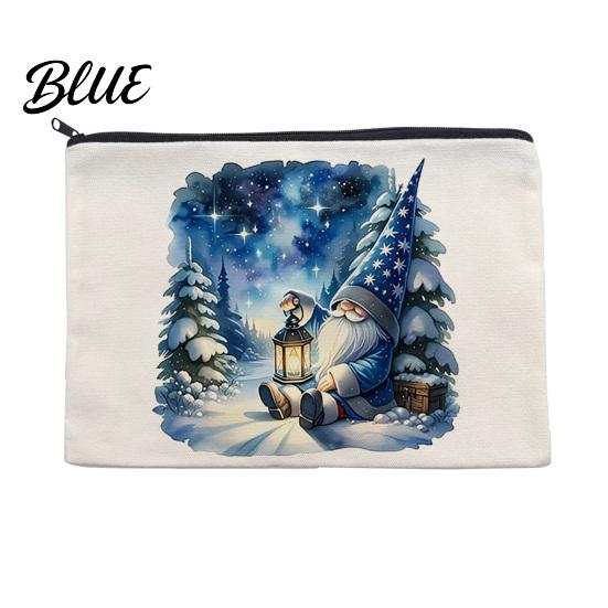 Holiday Gift Bag Christmas Theme Makeup Bag with Black Zipper