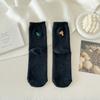 Australian Fleece Women's Mid-calf Socks, Thickened and Fleece Warm Sleep Socks, Cute Embroidered Postpartum Socks, Winter Long Socks