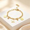 1Pcs Gold Plated Titanium Steel Bracelet With Initial M Charm And Coin Pendants Perfect For Daily Wear Gift For Women