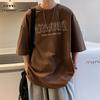 Fashionable Vintage Letter Pullovers Summer O-Neck Basic Loose Men's Clothing Young Style American Short Sleeve Casual T-shirts