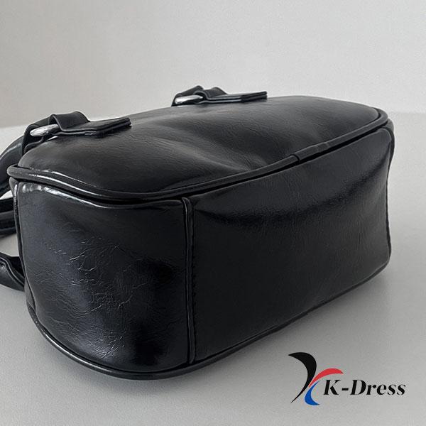 Emaille Mini Crossbody Bowling Bag Two-Way Strap Tote Leren Telefoontasje