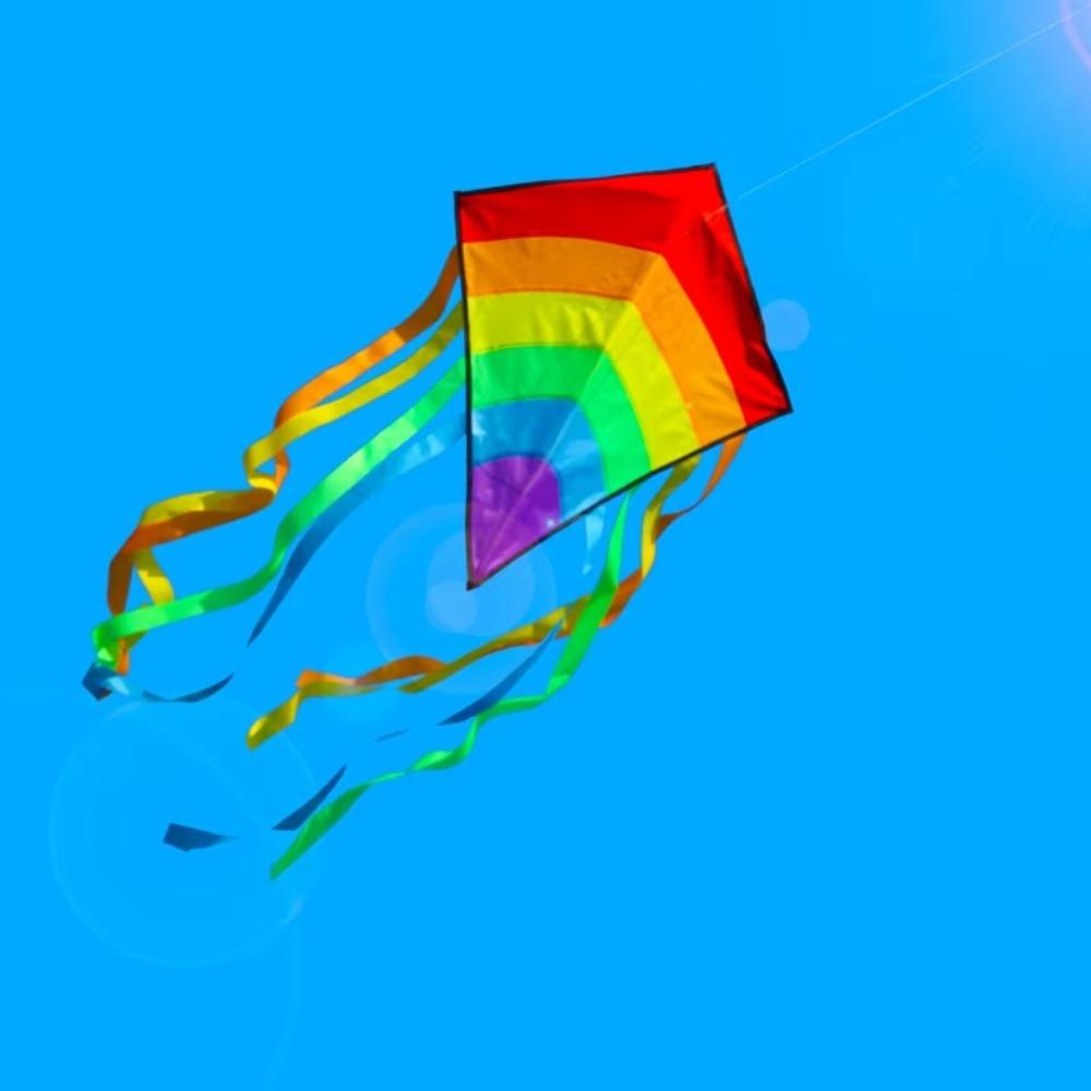Good Flying Colorful Rainbow Kite Easy To Fly Children's Kite New Beach Diamond Kite  Family Trips
