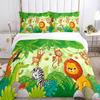Jungle Animal Comfortable Duvet Quilt Cover Pillowcase Bedding Set Children Bedroom Decoration Home Textile