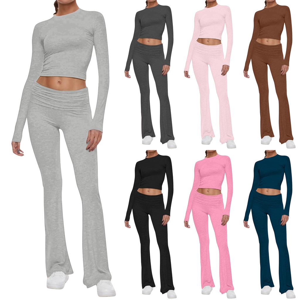 Women's Color Casual Top Pants Fashion Two-piece Set