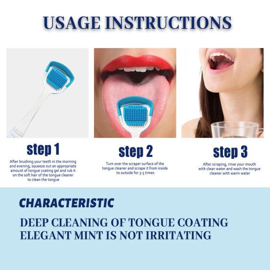 50g/Set Tongue Cleaner Simple Operation Ergonomics Handle Portable Tongue Cleansing Gel Brush for Unisex