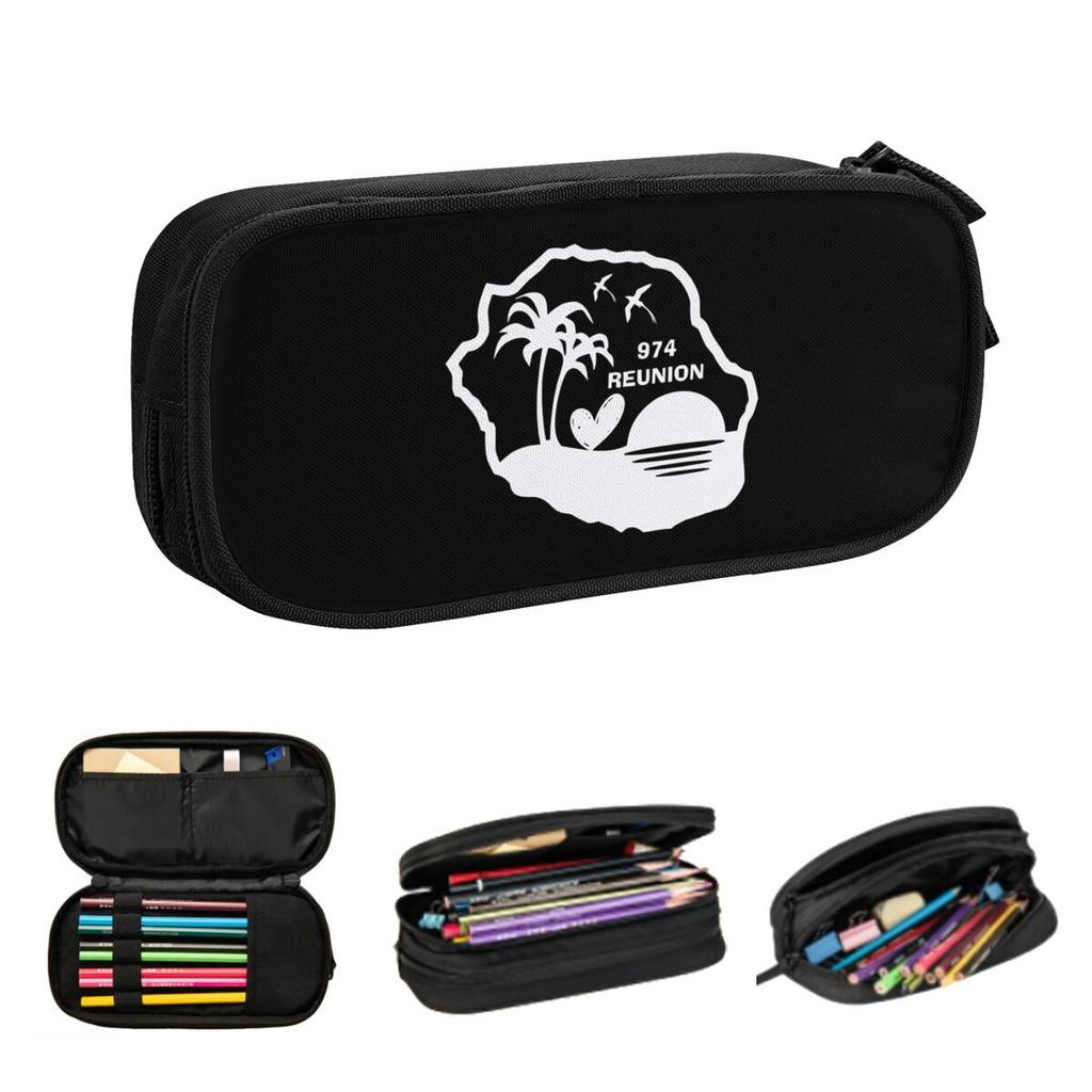 974 Reunion Island Pencil Cases for Students Gifts Pen Box Pencil Bag Big Capacity Pencil Pouch