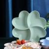 1Pc 4-Grid Split Serving Trays Appetizer Slicing Platters Dessert Trays Reusable Plastic Snack Trays Round Seasoning Trays