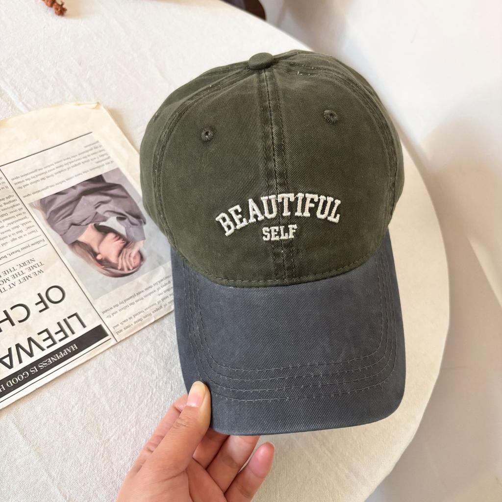 New Japanese Retro Splicing Baseball Hat for Women Outdoor Casual Versatile Student Letter Embroidered Sun Protection Baseball Cap