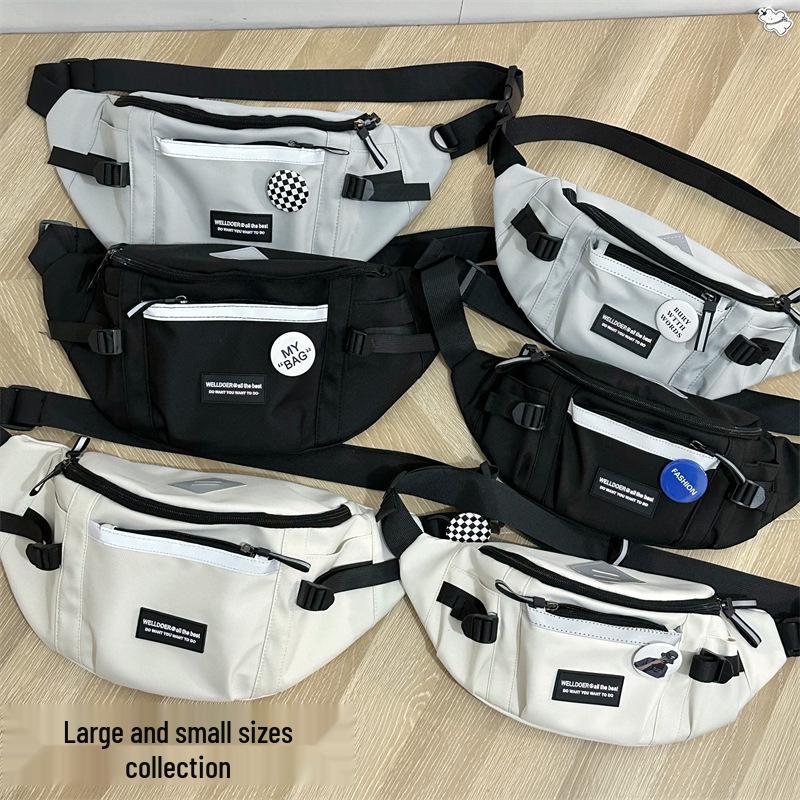 Bolsa Transversal Masculina Estilo Harajuku - Bolsa de Cintura Versátil para Ciclismo e Esportiva