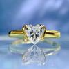 Huirtan Heart Shaped CZ Women Ring Gold Color Elegant Wedding Engagement Finger Accessories Anniversary Sweet Chic Jewelry Gift
