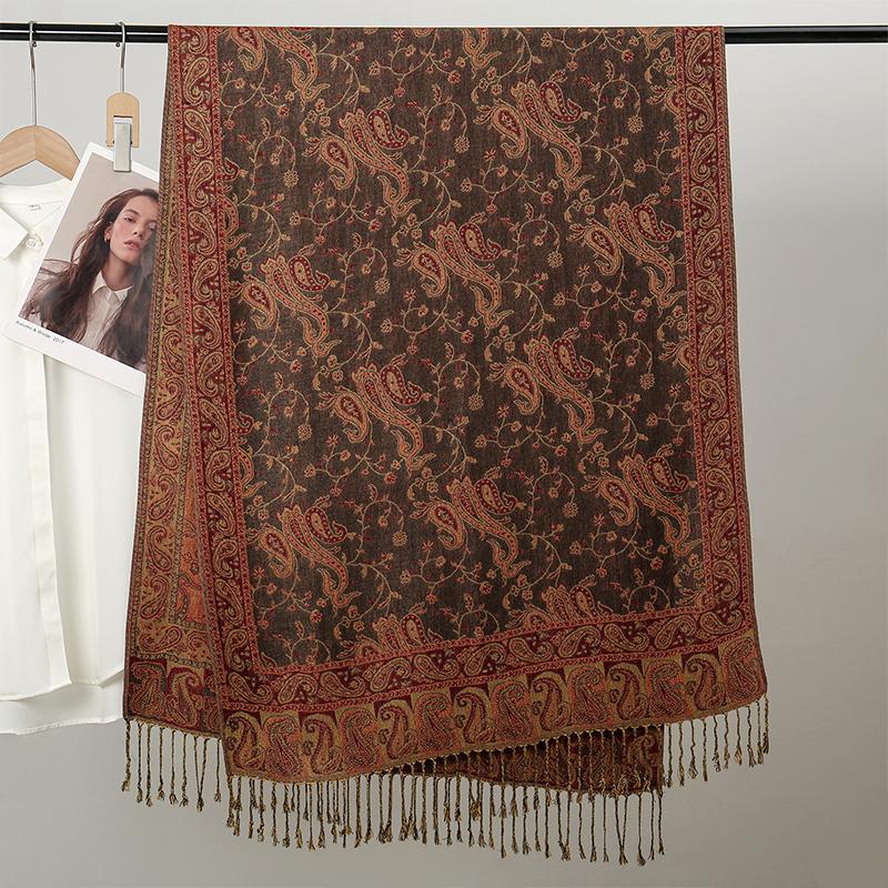 Luxury Women Scarf Bohemian Style Winter Shawl Jacquard Paisley Pattern Designer Lady Muslim Hijab Pashmina