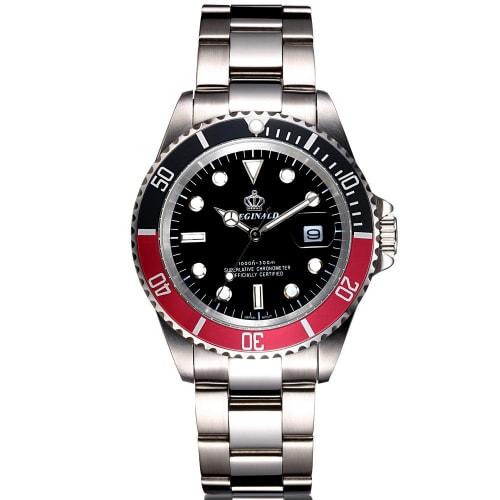 

Мужские часы Mastop с сапфировым вращающимся безелем, нержавеющая сталь, автоматическая дата, водонепроницаемые, спортивные кварцевые часы, серебристо-черные