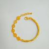 Gold Emperor Half Bangle Bracelet - Women's Auspicious Five Paths Wealth Charm