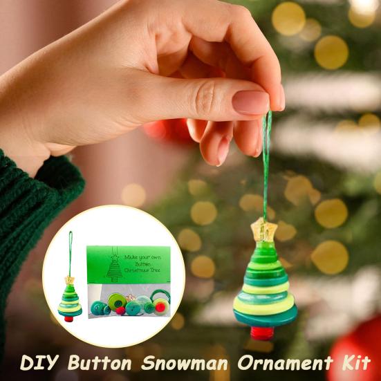 DIY Christmas Button Ornament Button Snowman Xmas Tree Decoration Kit Hanging Button Santa Claus Craft Set for Kids Adults Festive Home Decor