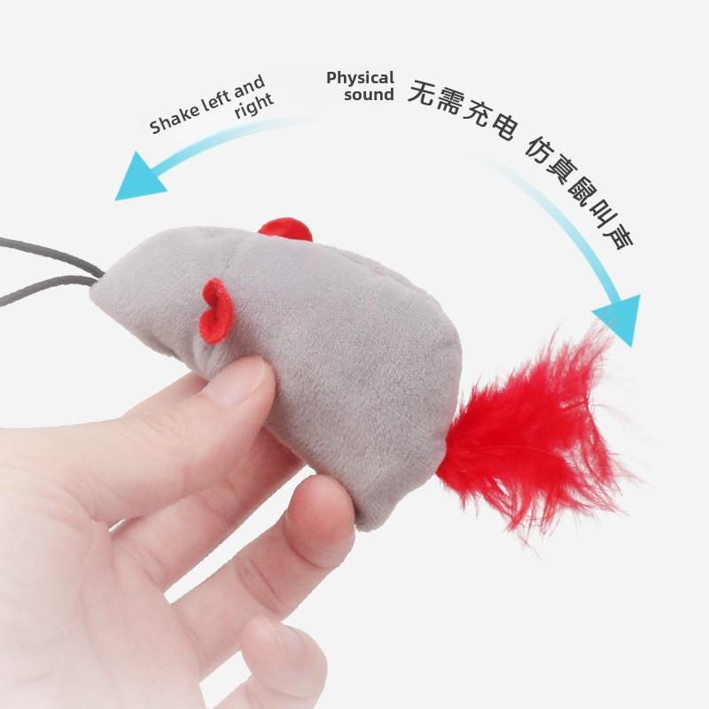 Hanging Sound-sounding Mouse Plush Cat Toy, Chirping Mouse Self-amusement Cat Toy