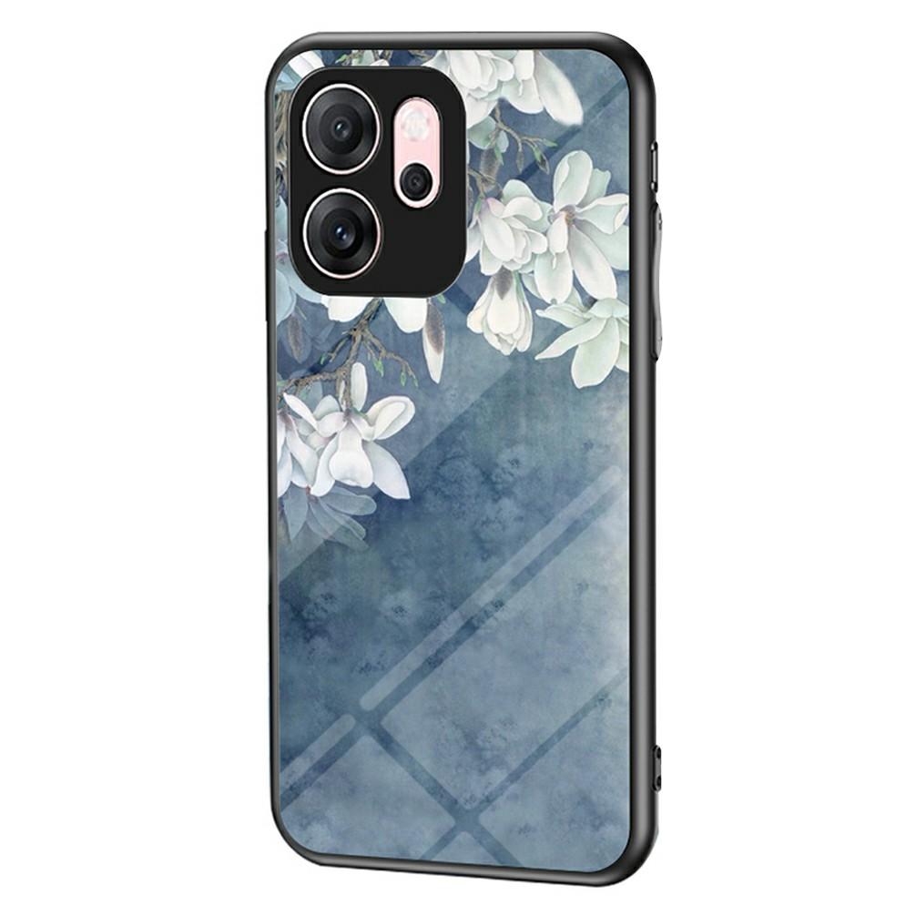 For Oppo Reno14 F 5G Case Floral Pattern TPU+Tempered Glass Protective Phone Cover