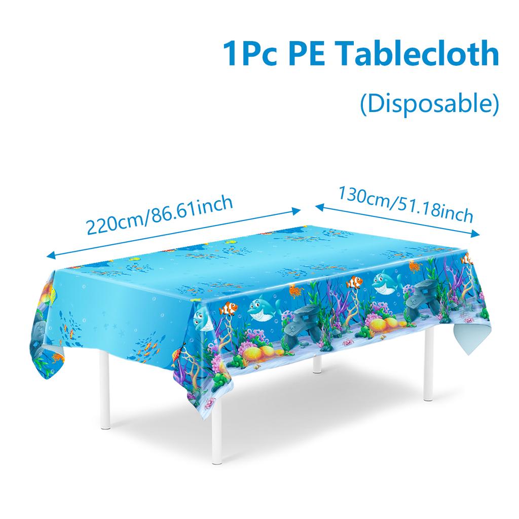 Marine Organism Printed Tablecloth Underwater World Birthday Party Decoration Kid Under the Sea Ocean Party Supplies Table Cloth