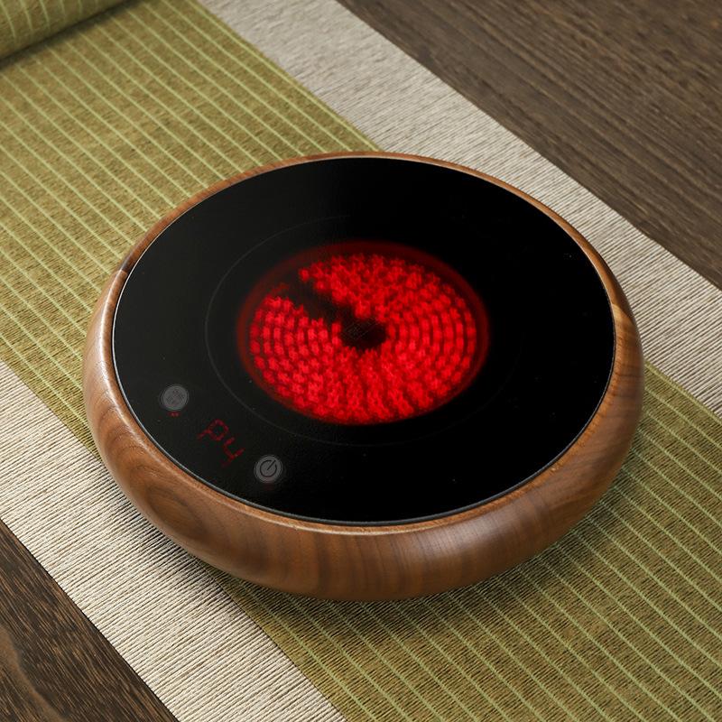 Solid Wood Electric Ceramic Tea Stove – Drum Shape Tea Brewer with Heat Preservation