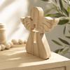 Wooden Hollow Cross Wooden Angel Tabletop Ornament  Living Room Corner Shelf Display Decor