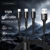 Three-in-One Fast Charging Cable: Compatible with Apple, Android, Huawei, Xiaomi, and Type-C Devices.