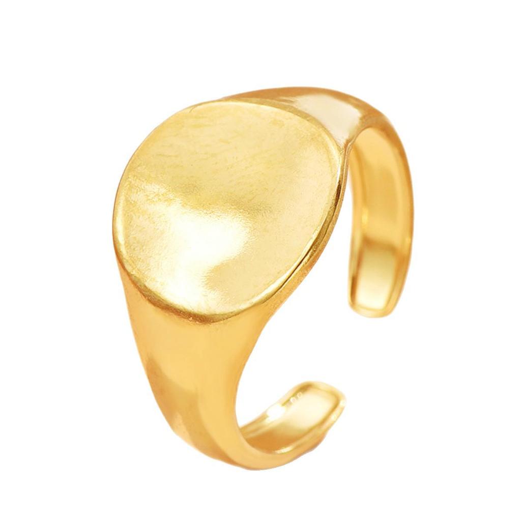18K Gold Stainless Steel Geometric Smooth Ring for Women - Colorfast, Simple Ins Style Jewelry